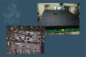 Мастер собирает корпус модема из акриловых панелей на рабочем столе.